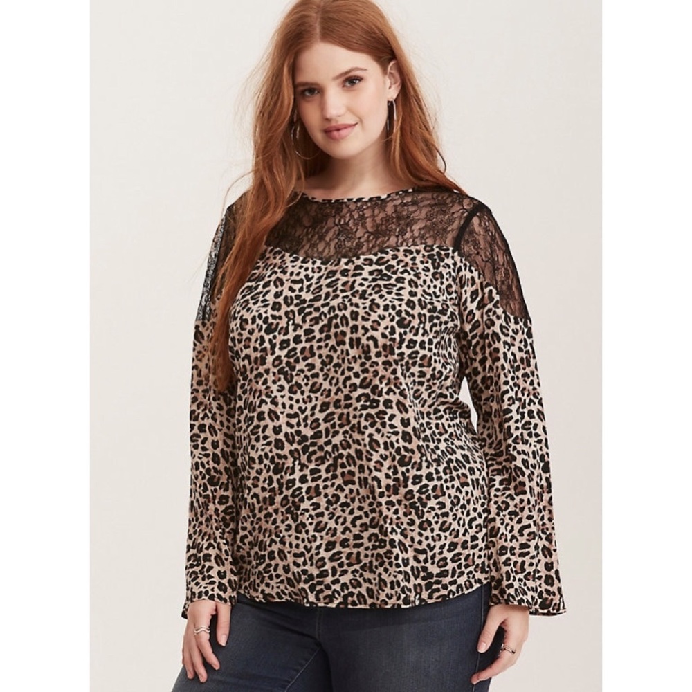 NWT Torrid leopard and lace top Sz 0X